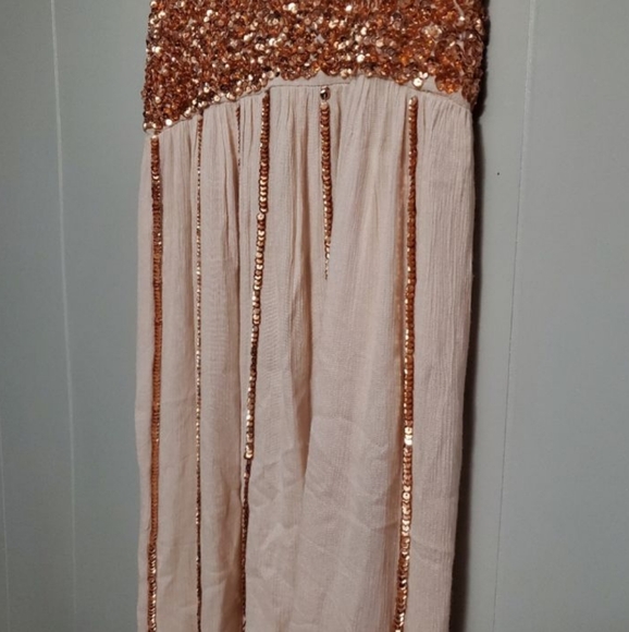 Free People Glitter Girl Sequin Rose Gold Embellished Mini Dress Medium - Picture 12 of 16